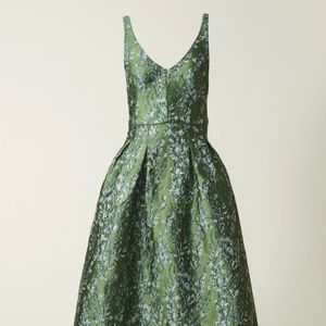 H&M Conscious Green Jacquard Gown Dress Size 4 Pockets